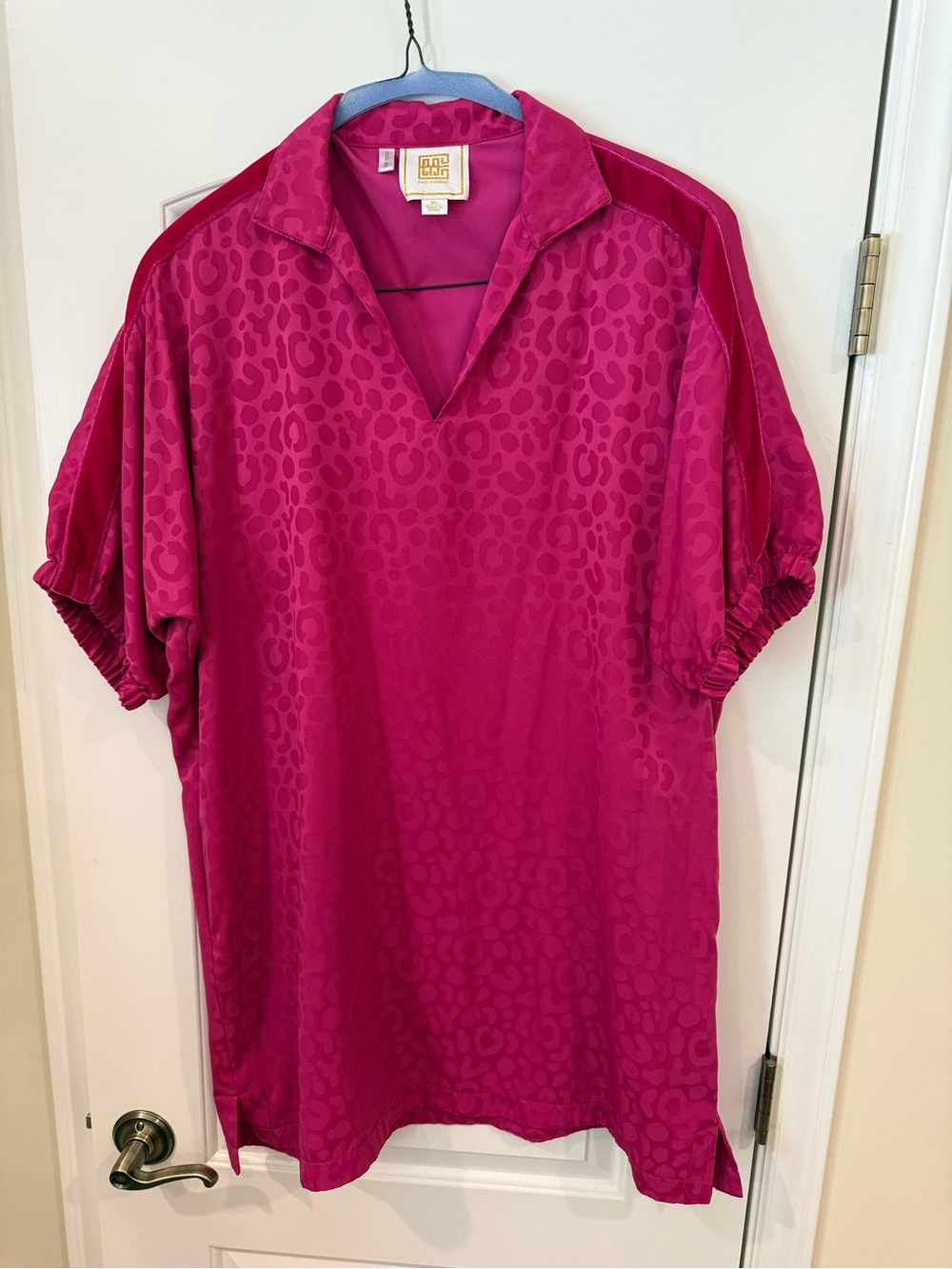 Emily McCarthy Women's Fuchsia Midi Dress with Subtle Animal Jacquard